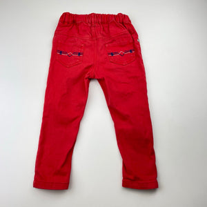 Boys purebaby, organic cotton blend pants, adjustable, Inside leg: 30.5cm, FUC, size 2,  