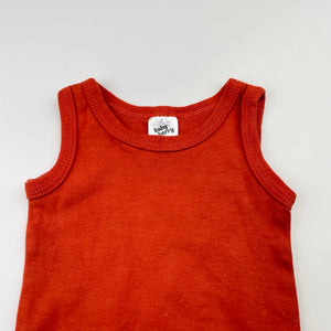 Unisex Baby Berry, orange cotton singletsuit / romper, GUC, size 000,  
