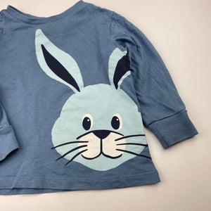 Unisex Target, cotton long sleeve pyjama top, rabbit, GUC, size 2,  