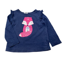 Load image into Gallery viewer, Girls Dymples, navy cotton long sleeve top, fox, GUC, size 2,  