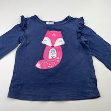 Load image into Gallery viewer, Girls Dymples, navy cotton long sleeve top, fox, GUC, size 2,  