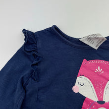 Load image into Gallery viewer, Girls Dymples, navy cotton long sleeve top, fox, GUC, size 2,  