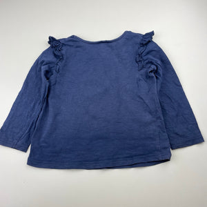 Girls Dymples, navy cotton long sleeve top, fox, GUC, size 2,  