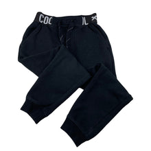 Load image into Gallery viewer, Boys H&amp;T, black fleece lined track pants, elasticated, Inside leg: 42cm, FUC, size 6,  