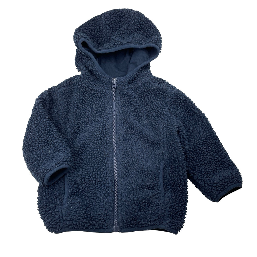 Boys Anko, lined navy fleece zip up jacket, FUC, size 2,  