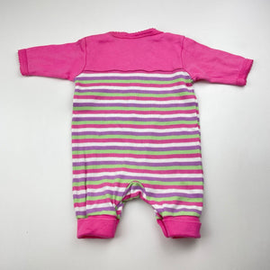 Girls NOW, vintage striped cotton romper, GUC, size 0000,  