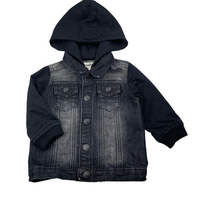 Boys Breakers, hooded black denim jacket, GUC, size 1,  