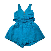Load image into Gallery viewer, Girls Zara, blue linen / viscose summer playsuit, FUC, size 6,  