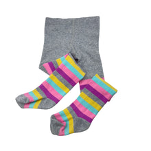 Load image into Gallery viewer, Girls Lily &amp; Dan, striped stretchy stockings, FUC, size 3-4,  