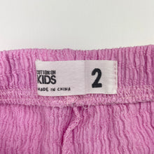 Load image into Gallery viewer, Girls Cotton On, pink lightweight pants, elasticated, Inside leg: 26cm, GUC, size 2,  
