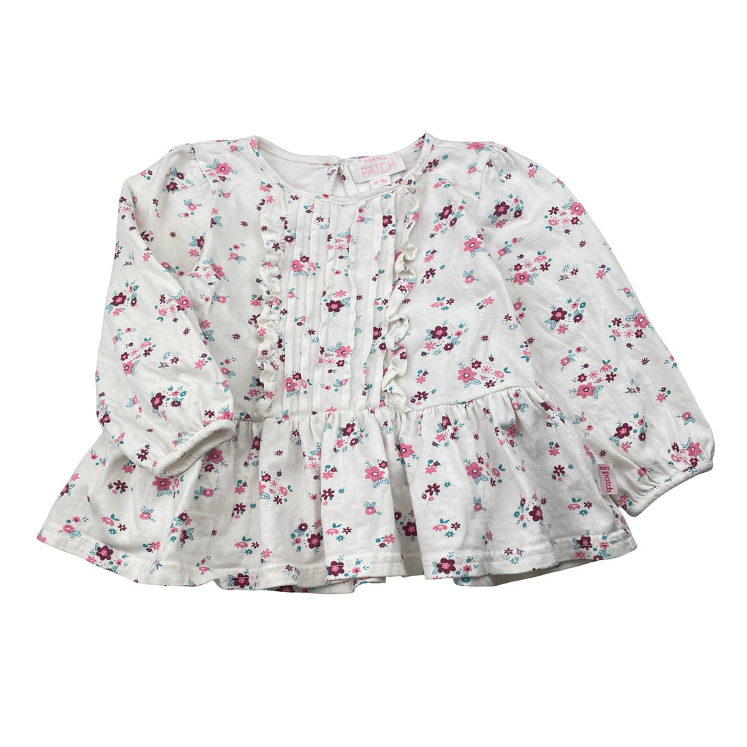 Girls Pumpkin Patch, floral cotton long sleeve top, EUC, size 1,  