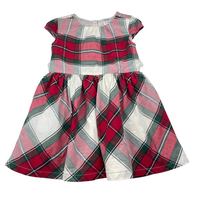Girls Carters, lined checked cotton dress, light mark neck, FUC, size 2, L: 46cm