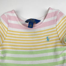 Load image into Gallery viewer, Girls Polo Ralph Lauren, ribbed striped short sleeve dress, small light marks, FUC, size 4, L: 52cm