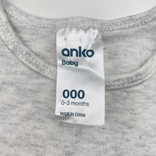 Load image into Gallery viewer, Unisex Anko, grey marle cotton bodysuit / romper, GUC, size 000,  