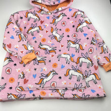 Load image into Gallery viewer, Girls Cotton On, thick fleece oversize hoodie sweater, unicorns, GUC, size 5-7,  