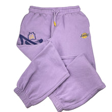 Load image into Gallery viewer, Unisex Cotton On, NBA LA Lakers fleece lined track pants, Inside leg: 54cm, FUC, size 9-10,  