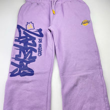 Load image into Gallery viewer, Unisex Cotton On, NBA LA Lakers fleece lined track pants, Inside leg: 54cm, FUC, size 9-10,  