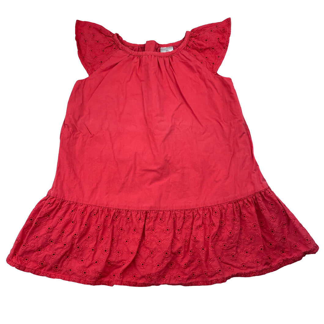 Girls Target, broderie trim cotton dress, FUC, size 2, L: 46cm
