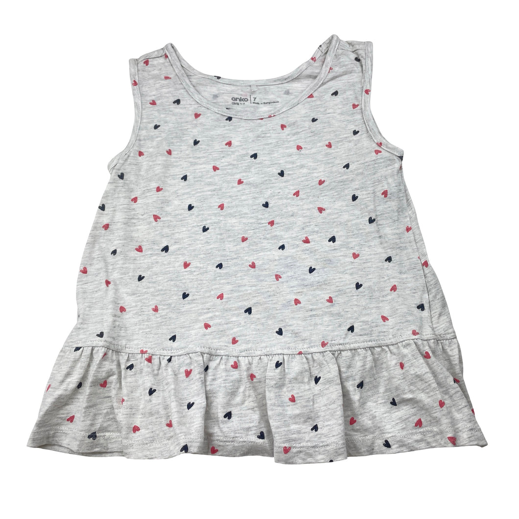Girls Anko, grey marle sleeveless top, EUC, size 7,  