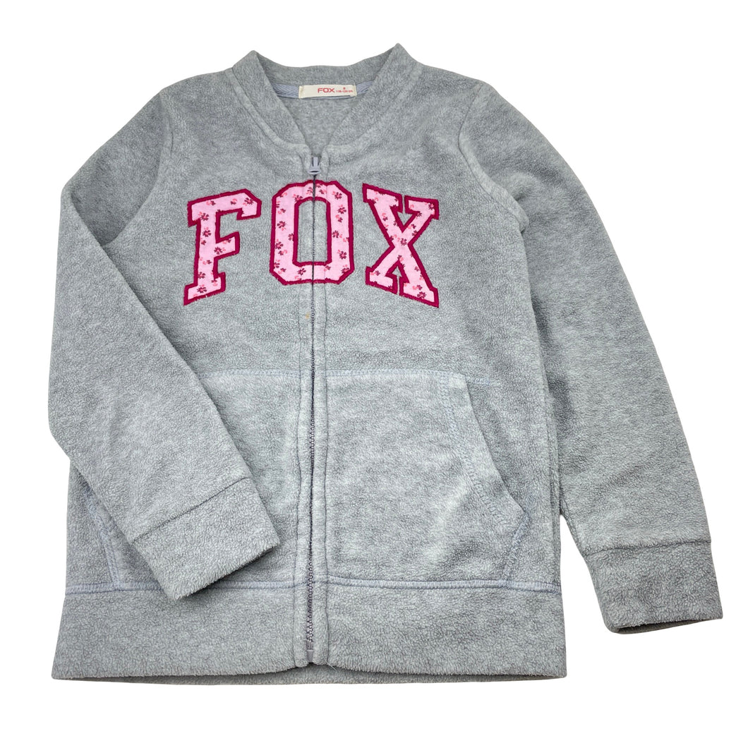 Girls FOX, fleece zip up sweater, FUC, size 8,  