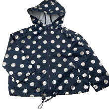 Load image into Gallery viewer, Girls Seed, navy &amp; silver spot spray jacket / raincoat, Sz: S, L: 41cm, armpit to armpit: 44cm, armpit to cuff: 26cm, FUC, size 4-5,  