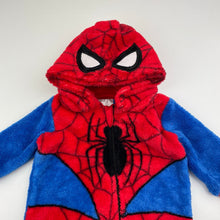 Load image into Gallery viewer, Boys Marvel, Spiderman fleece zip romper, detachable hood, GUC, size 0000,  