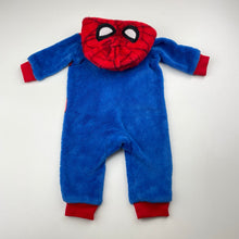 Load image into Gallery viewer, Boys Marvel, Spiderman fleece zip romper, detachable hood, GUC, size 0000,  