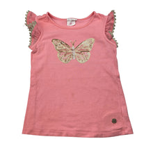 Load image into Gallery viewer, Girls Tutus &amp; Tambourines, pink tee / top, sequin butterfly, FUC, size 5,  