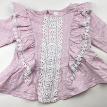 Load image into Gallery viewer, Girls Dymples, lace trim cotton long sleeve top, FUC, size 0,  