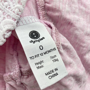 Girls Dymples, lace trim cotton long sleeve top, FUC, size 0,  