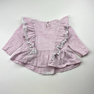 Girls Dymples, lace trim cotton long sleeve top, FUC, size 0,  