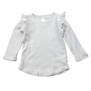 Girls Baby Baby, ribbed broderie trim long sleeve top, GUC, size 0,  