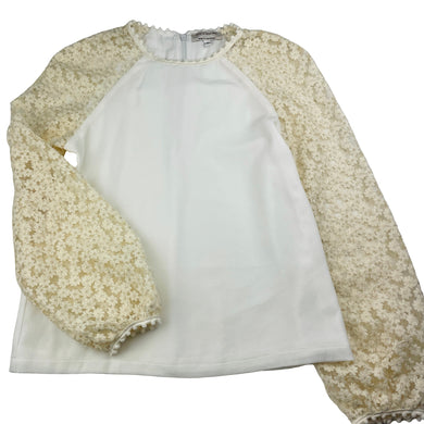 Girls Child by Petals Ink, lined long sleeve top, floral lace sleeves, EUC, size 10,  