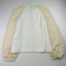 Load image into Gallery viewer, Girls Child by Petals Ink, lined long sleeve top, floral lace sleeves, EUC, size 10,  