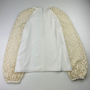 Girls Child by Petals Ink, lined long sleeve top, floral lace sleeves, EUC, size 10,  