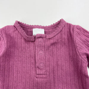 Girls Baby Berry, pointelle cotton long sleeve top, GUC, size 0000,  