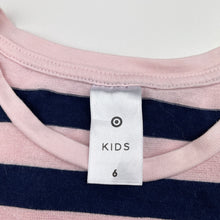 Load image into Gallery viewer, Girls Target, navy &amp; metallic pink stripe tee / top, GUC, size 6,  