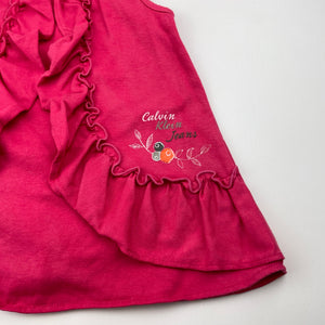 Girls Calvin Klein Jeans, pink casual summer dress, FUC, size 2, L: 37cm