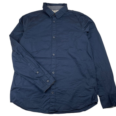 Boys H&M, navy cotton long sleeve shirt, EUC, size 12,  