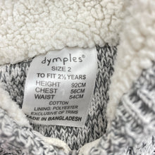 Load image into Gallery viewer, Boys Dymples, knitted cotton zip hoodie sweater, mark back right sleeve, FUC, size 2,  