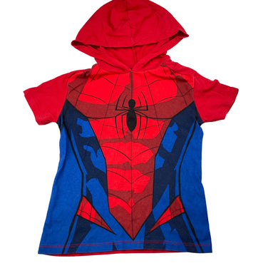 Boys Marvel, Spiderman cotton hooded tee / top, wash fade, FUC, size 4,  
