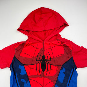 Boys Marvel, Spiderman cotton hooded tee / top, wash fade, FUC, size 4,  
