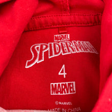 Load image into Gallery viewer, Boys Marvel, Spiderman cotton hooded tee / top, wash fade, FUC, size 4,  