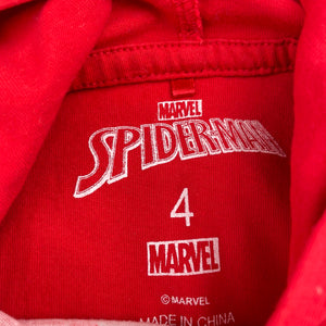 Boys Marvel, Spiderman cotton hooded tee / top, wash fade, FUC, size 4,  