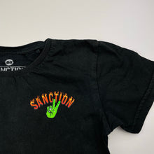 Load image into Gallery viewer, Boys SANCTION, black cotton tee / top, wash fade, FUC, size 8,  