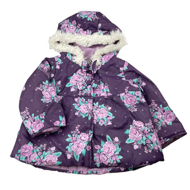 Girls Pumpkin Patch, purple floral hooded jacket / coat, EUC, size 0,  