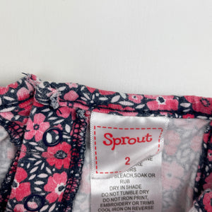 Girls Sprout, floral cotton playsuit / romper, FUC, size 2,  