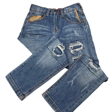 Boys Zara, distressed stretch denim jeans, adjustable, Inside leg: 49cm, FUC, size 5-6,  