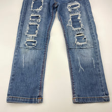 Load image into Gallery viewer, Boys Zara, distressed stretch denim jeans, adjustable, Inside leg: 49cm, FUC, size 5-6,  