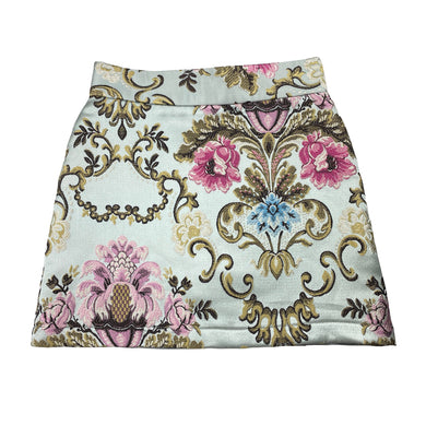 Girls Child by Petals Ink, lined embroidered floral skirt, L: 33cm, W: 29cm across, EUC, size 7,  